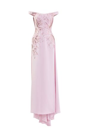 Saiid Kobeisy Off-Shoulder Crepe Dress With Cascading Embroidery