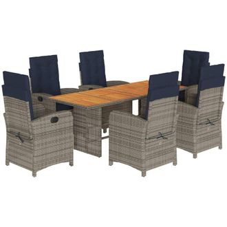 vidaXL Set Comedor De Jard&iacute;n 7 Pzas Con Cojines Rat&aacute;n Sint&eacute;tico Beige Vidaxl