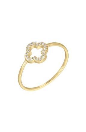Adornia 14K Gold Plated Cubic Zirconia Clover Ring at Nordstrom Rack, Size 6