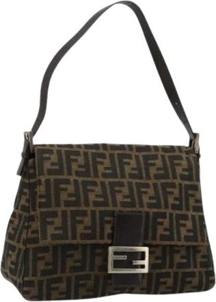 Fendi Pre-owned Zucca Canvas Shoulder Bag - Dames - Vintage Schoudertas - Bruin - ONE Size - Leer - Vintage