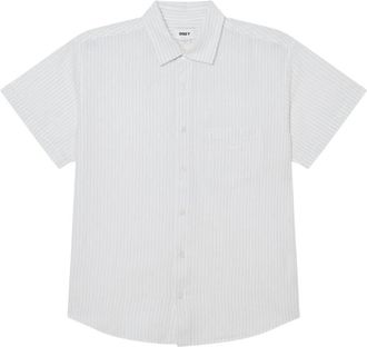 Obey Kort Mouw Gestreept Shirt - Heren - Korte mouwen Overhemden - Wit - L - Katoen - Overhemden