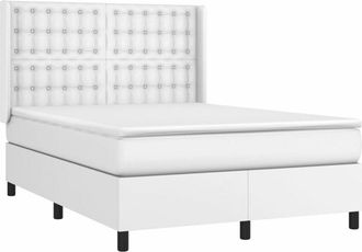 vidaXL Vidaxl - Cama Box Spring Con Colch&oacute;n Cuero Sint&eacute;tico Blanco 140x200cm