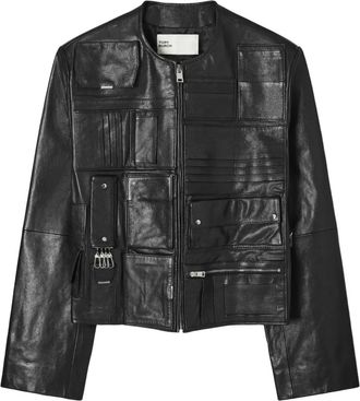 Tory Burch pocket leather jacket - women - Goat Skin/Viscose - 0 - Black
