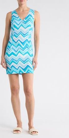M Missoni Chevron V-Neck Sleeveless Minidress in Blue Tones And White at Nordstrom Rack, Size X-Small