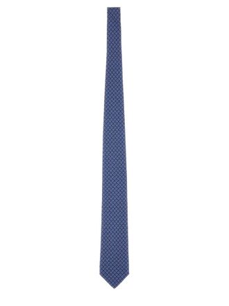 Ferragamo Blue Geometric Gancini Tie