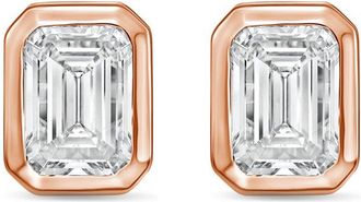 Diana M. Jewels 14Kt Rose Gold 6.00 cts Lab Grown Emerald Diamond Bezel Studs
