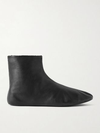 The Row Stivaletti In Pelle E Shearling Stella - Nero