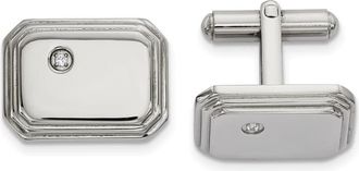 Diamond2Deal Stainless Steel Polished with Cubic Zirconia Cufflinks