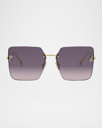 Fendi Oversized Rimless Square Metal & Nylon Sunglasses