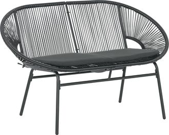OEM Banco Acapulco Con Reposabrazos Cojines Y Marco De Acero Carga 260 Kg Para Balc&oacute;n Terraza Patio 132x72x83 Cm Negro