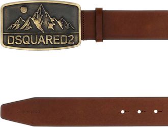 Dsquared2 Mountain Logo Brass Buckle Belt - Brown