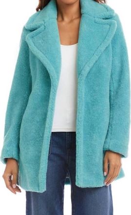 Karen Kane Avarose Sherpa Coat In Aqua