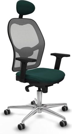 Piqueras y Crespo Piqueras Y Crespo - Jorquera Sincro Malla Gris Similpiel Verde Botella Brazos 2d Base Aluminio Cabecero Fijo Ruedas 65mm Engomada