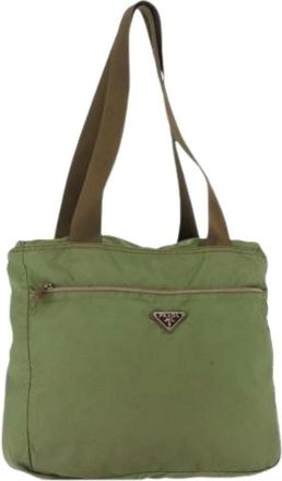 Prada Pre-owned Tote Bags, female, Green, Size: ONE SIZE Pre-owned Vintage Nylon Tote Bag