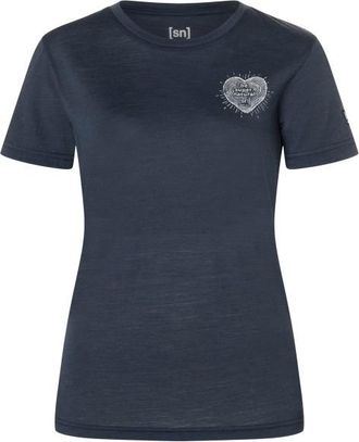 super.natural Little Heartwood Tee Merinoshirt f&uuml;r Damen | blau