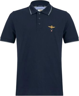 Aeronautica Piqu&eacute; Cotton Polo 261Po 1308Up 00082 - Heren - Polos - Blauw - S - Katoen - Tops