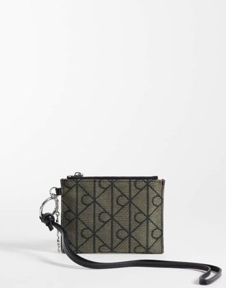 Calvin Klein Portafoglio nero con stampa logo jacquard e dettagli in metallo