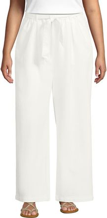 Lands End High Ridge Twill Pull On Pleated Wide Leg Pants in Chalk White at Nordstrom, Size 2 X