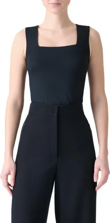 Akris Square Neck Stretch Modal Tank in Black at Nordstrom, Size 14
