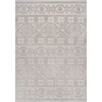 Jonathan Y Designs Citta High-Low Pile Mediterranean Tile Indoor/Outdoor Area Rug in Beige at Nordstrom, Size 5Ft 0In X 8Ft 0In