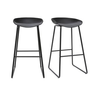 Miliboo Miliboo - Taburetes De Bar Modernos Negros Con Patas En Metal (lote De 2) Pebble