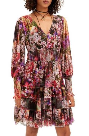 Desigual Azalea Floral Print Long Sleeve Minidress in Mix at Nordstrom, Size X-Small