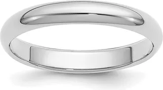 Diamond2Deal Platinum 3mm Half Round Wedding Band Ring
