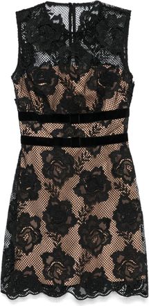 Self Portrait bow-detail lace mini dress - women - Polyamide/Polyester/Polyester - 12 - Black