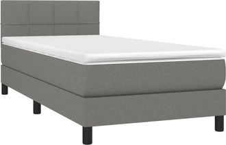 vidaXL Cama Box Spring Con Colch&oacute;n Tela Gris Oscuro 100x200 Cm Vidaxl