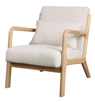 Moloo Sill&oacute;n en tejido Ecru y madera natural