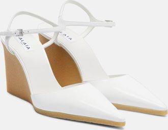 Alaia Ala&iuml;a 90 patent leather wedge slingback pumps