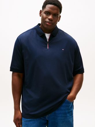 Tommy Hilfiger Big & Tall Poloshirt BT-LIQUID COTTON RWB ZIP, Herren, Gr. 4XL, desert sky, Jersey, Obermaterial: 100% Baumwolle, TOMMY HILFIGER BIG & TALL, normal normal, Shirt