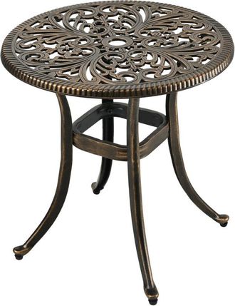 Relaxdays Tavolo da giardino Relaxdays con foro per ombrellone, HxP: 53 x 53 cm, alluminio, resistente, rotondo, nero/bronzo