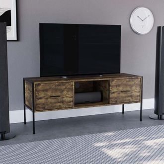 Home Discount Home Discount - Brooklyn tv Unit Stand Cabinet Entertainment Unit 2 Drawer Living Room Display, Dark-Wood
