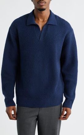 Open Edit Johnny Collar Polo Sweater in Navy Iris at Nordstrom Rack, Size X-Large