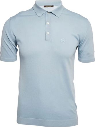 Roberto Cavalli Zijden gebreid poloshirt - Blauw