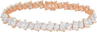 Diana M. Jewels 14kt Rose Gold 35.00cts Lab Grown Slanted Radiant Diamond Tennis Bracelet