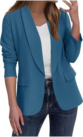 Generic Blazers for Women UK Elegant Long Sleeve Lapel Classic Dress Jackets Ladies Fashion Open Front Solid Color Cardigan Jacket Fashion Business Work Offic