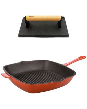 Berghoff Berghoff Neo 2Pc Orange Cast Iron Grill Set