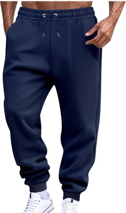 Generic Joggers for Men Fleece Jogging Bottoms Cuffed Sweatpants Elasticated Waist Trousers Tracksuit Bottoms with Pockets Outdoor Trousers Solid Color Track 