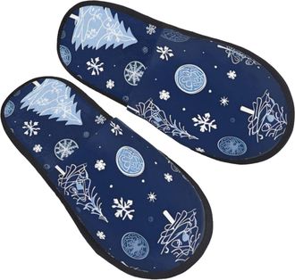 Generic Shoes Blue Flame Anti-Skid Cotton Slippers Comfy Sliders For Indoor Big Kid Adult M