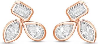Diana M. Jewels 14K RG Gold 3 Stone Bezel Earrings 15.00 Ct Tw