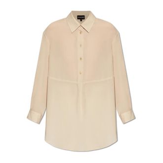 Emporio Armani Overhemden, Dames, Beige, M, Relaxed-fitting Top