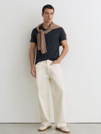 Reiss Navy Cotton V-neck Tailored-fit T-shirt, Xxl