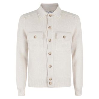 Gran Sasso Bottoni Lana Geelone Cardigan - Heren - Truien - Beige - Maat: M Zijde