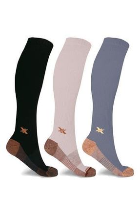 Extreme Fit 3-Pack Copper Infused Knee Length Compression Socks in Mix at Nordstrom Rack, Size Large/x-Large