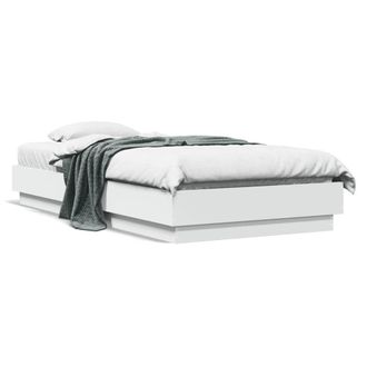 Berkfield Home Bed Frame without Mattress with LED Lights White 75x190 cm Small Single