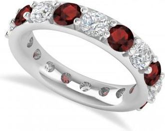 Allurez Diamond & Garnet Eternity Wedding Band 14k White Gold (4.20ct)