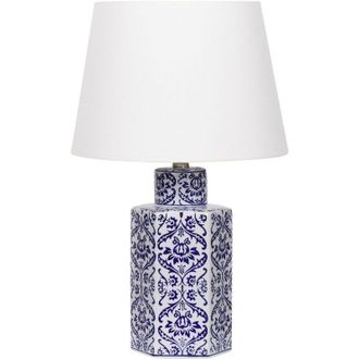 Beliani Table Lamp MARCELIN Porcelain White/ Blue