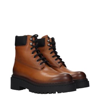 Prada Womens Brown Leather Ankle Boots